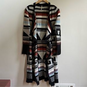 Free People novelty printed maxi cardi